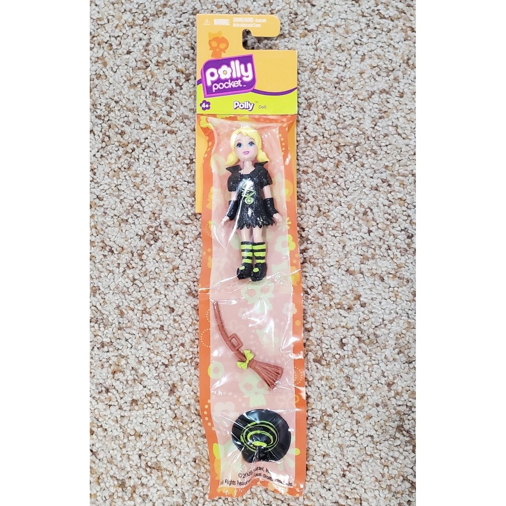 Polly Pockets Halloween Witch Doll Broom Hat Sealed Brand New 2009 Rare